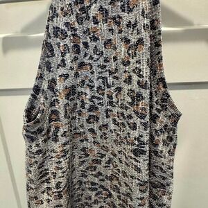 Leopard print fringe tank